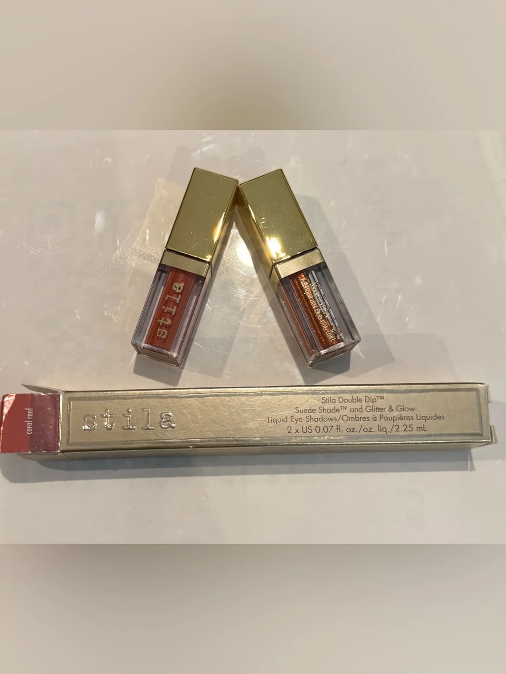 Stila Double Dip Liquid Eye Shadow Duo - Gold Packaging with Bronze Shade